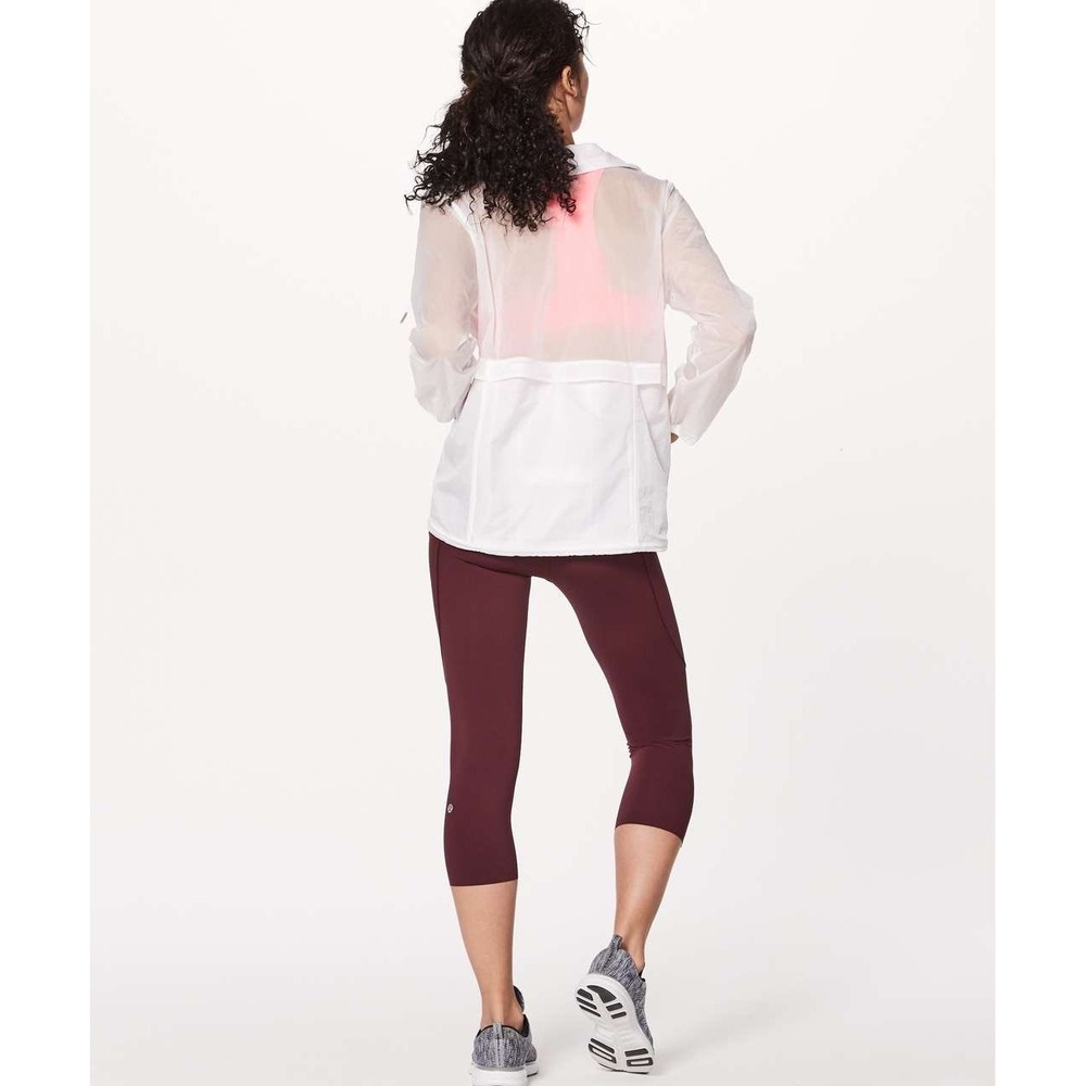Lululemon Translu Anorak Rain Jacket White Translucent Full Zip Sz 4 Sheer Casua - Picture 4 of 16